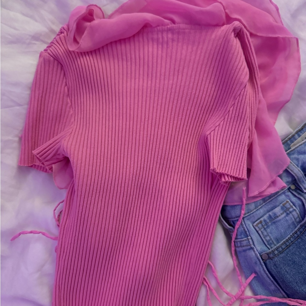 Zara Pink Ruffled Top - Picture 4 of 4